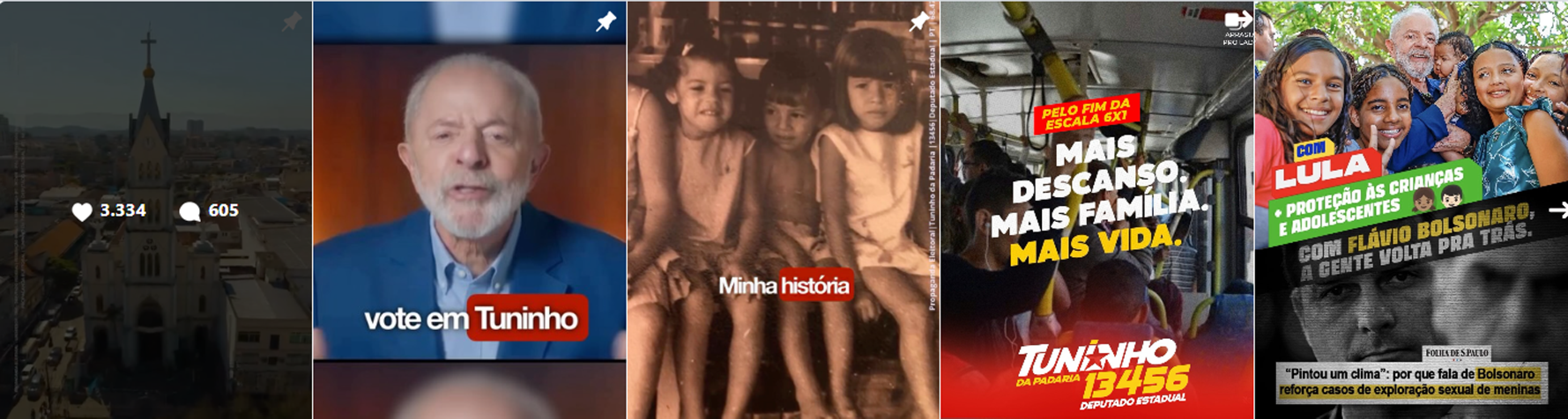 Seleção de cinco publicações da campanha no Instagram